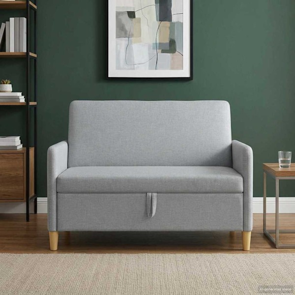 Soffa med förvaring Ljusgrå 122 x 78 x 87 cm Polyester