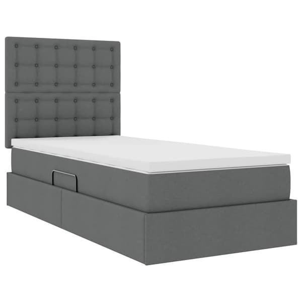 Förvaringssäng med madrass Mörkgrå 90 x 190 cm Polyester