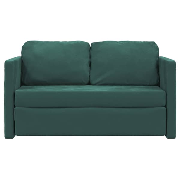 Golvbäddsoffa 2-i-1 mörkgrön 122x204x55 cm sammet