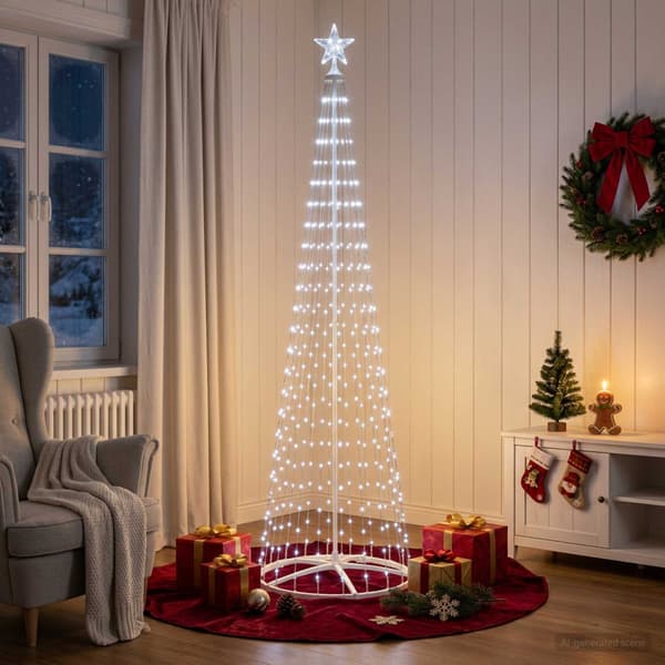 LED-konjulgran 250 cm 470 LED-lampor Kallvit Stål Vit