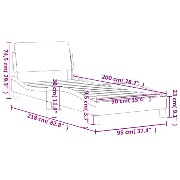 Bed Frame "Dover" Dark Grey 90x200 cm Velvet