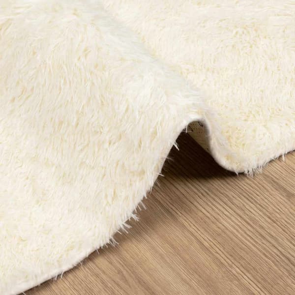 Ryamatta med lång lugg NAVARRA gräddvit 130x200 cm polyester
