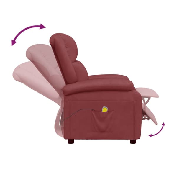 Massagefåtölj vinröd konstläder