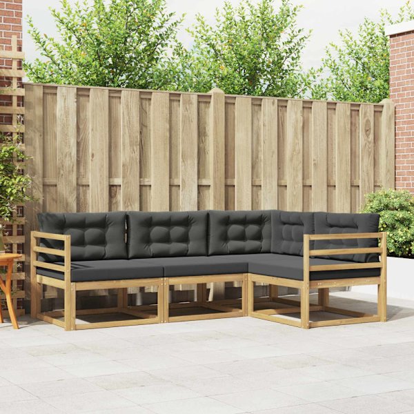 Utomhussoffset med kudde 3 pcs Vit och antracit Polyester