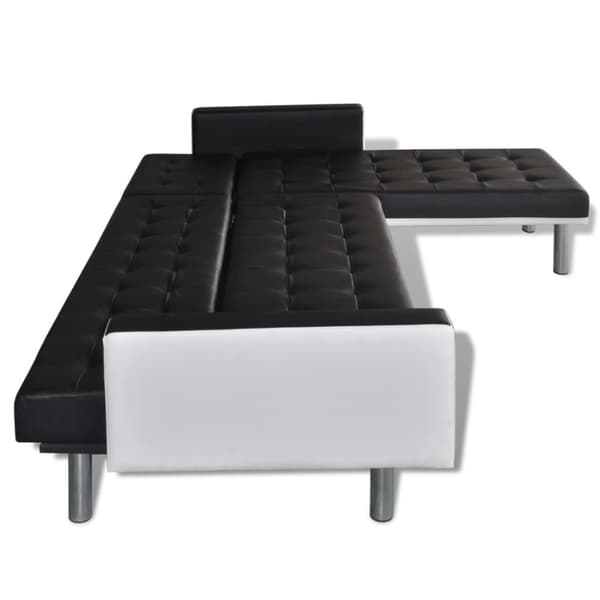 L-formad bäddsoffa konstläder svart