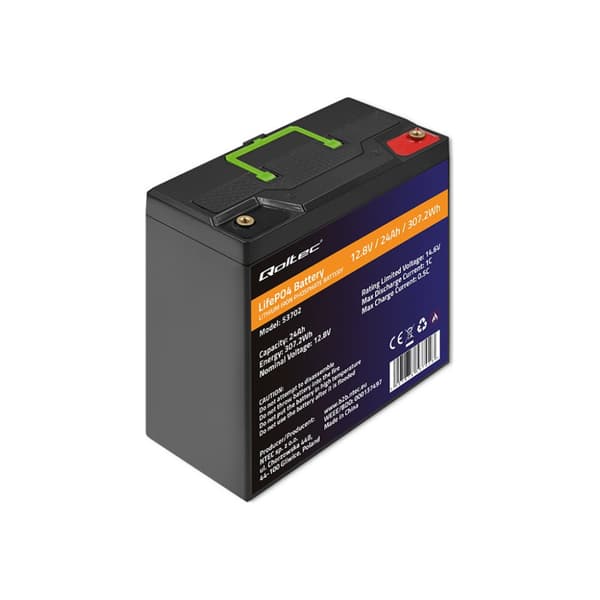 Qoltec - batteri - 12,8V, BMS - LiFePO4 - 24 Ah - 307.2 Wh