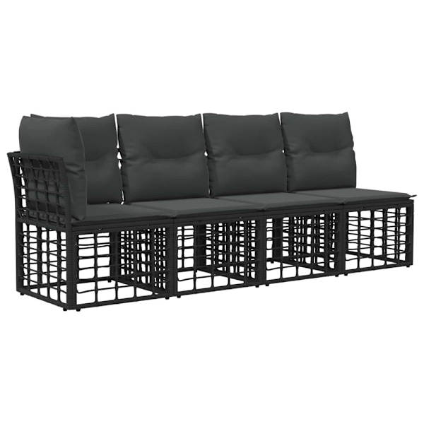 Utomhussoffset 7 pcs Svart och Mörkgrå Polyester
