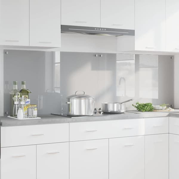 Köksskydd 2 pcs Ljusgrå 100 x 60 cm härdat glas