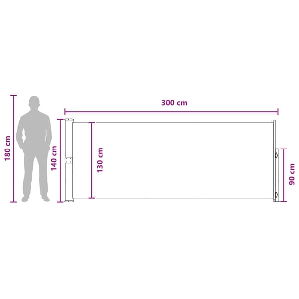 Utfällbar sidomarkis Antracit 300 x 140 cm Polyester