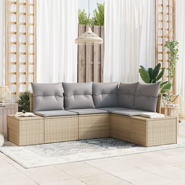 Trädgårdsoffset 4 pcs Beige konstrotting