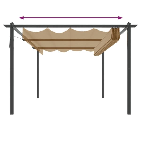 Paviljong med infällbart tak 4x3 m taupe