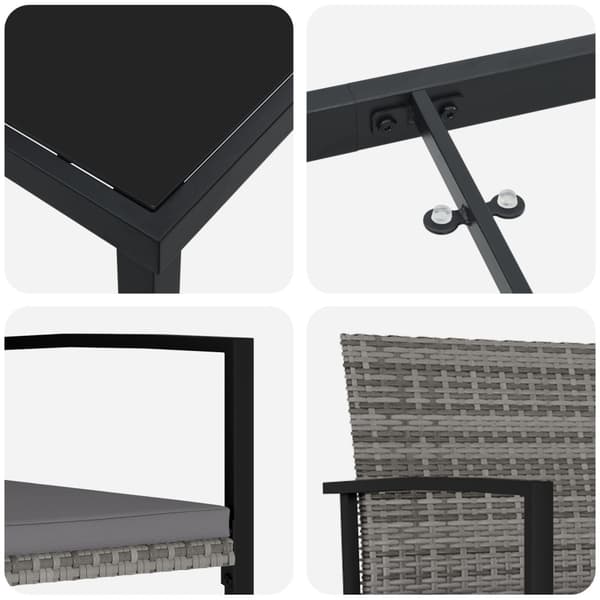 Trädgårdsmöbelset 6 pcs Grå Pulverlackerat stål