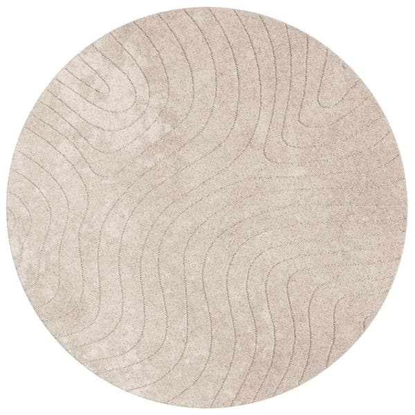 Inomhus och utomhus matta PALMERAS Beige Ø 200 CM Polyester
