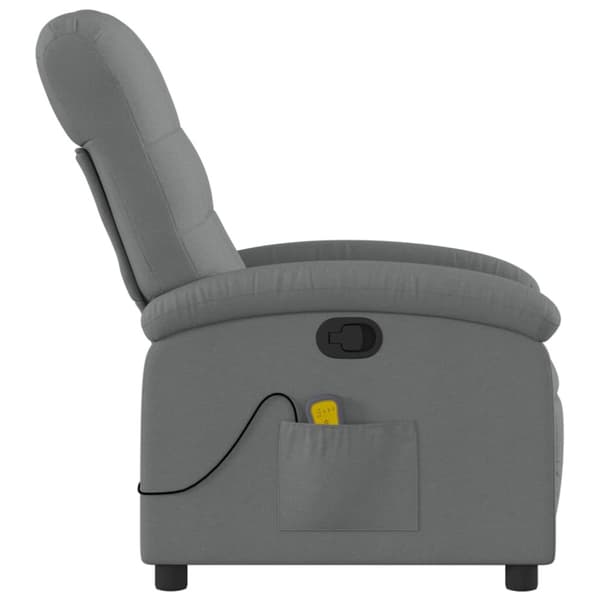 Massagefåtölj mörkgrå tyg