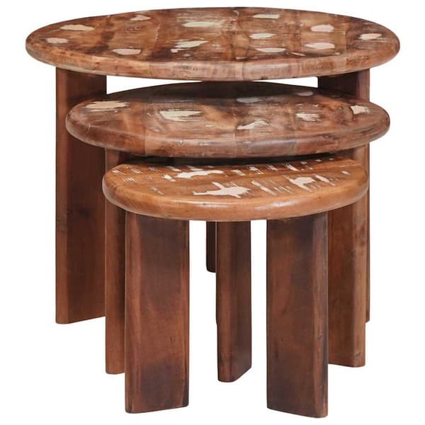 Nesting Kaffe Bord 3 pcs Flerfärgsdesign Massivt återvunnet trä