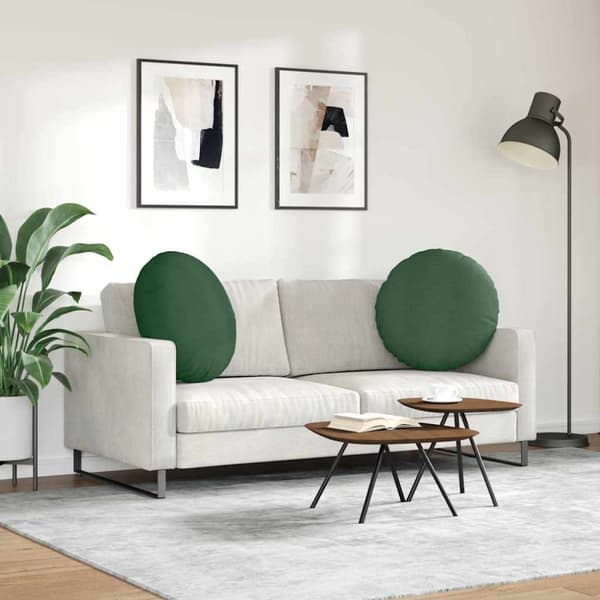 Sittkuddar 2 pcs Mörkgrön Ø 80 cm Kordread tyg