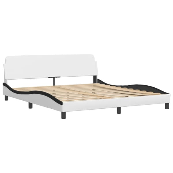 Bed Frame with LED without Mattress "Hvar" White and Black 180x200 cm