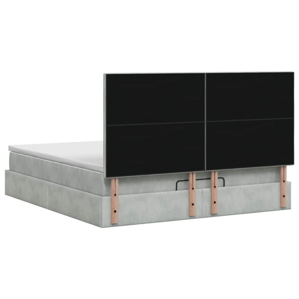Ottoman-säng med madrass och LED Ljusgrå 180 x 200 cm Sammet