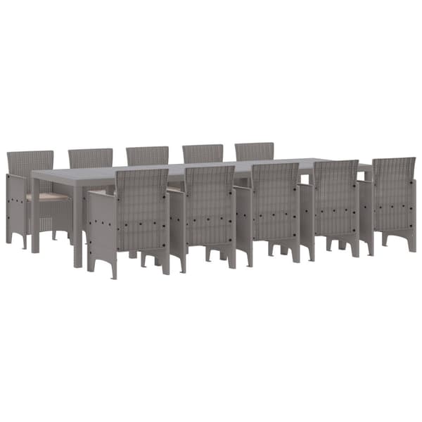 Trädgårdsmöbelset 11 st Ljusgrå Poly rattan