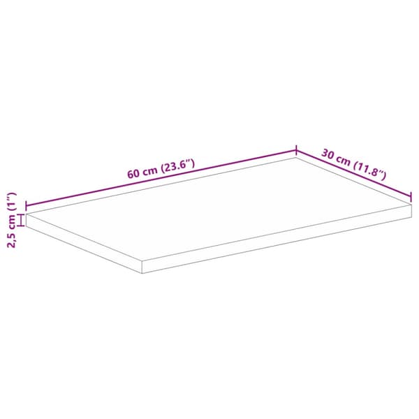 Bordsskiva 60x30x2,5 cm rektangulär massivt mango-trä
