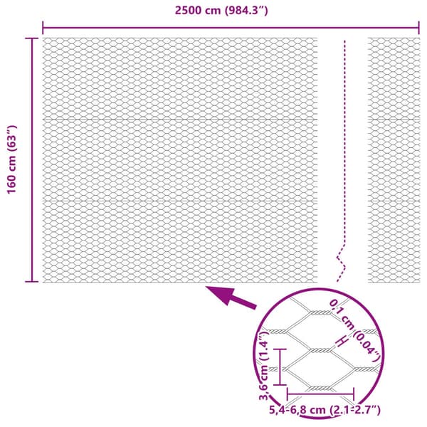 Hexagonstängsel Grå 1,6 x 25 m PVC