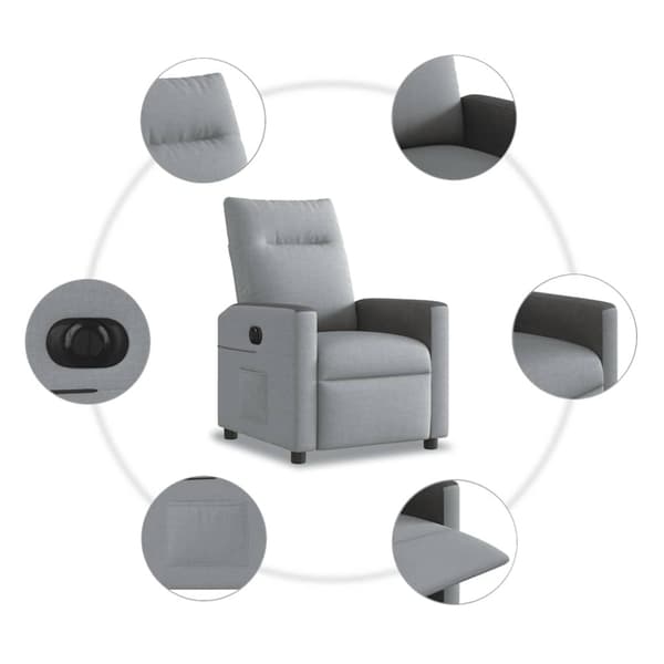 Elektrisk reclinerfåtölj ljusgrå tyg