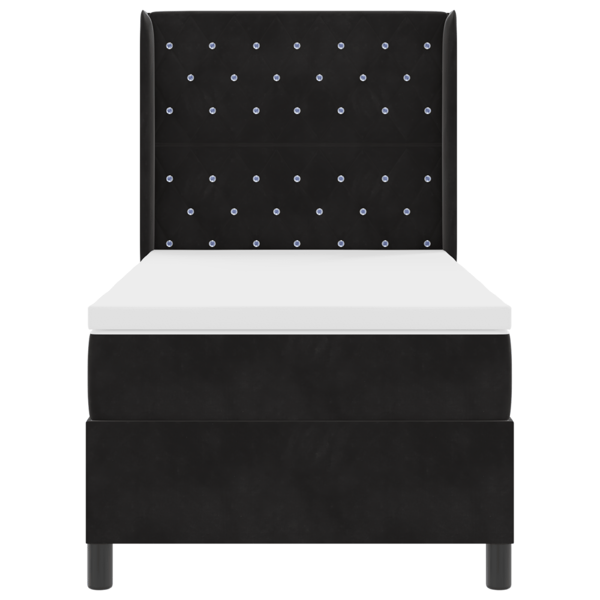 Bäddfjäder med madrass med led Svart 90 x 190 cm Sammet