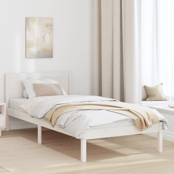 Sängram Vit 100 x 200 cm Massivt tallträ