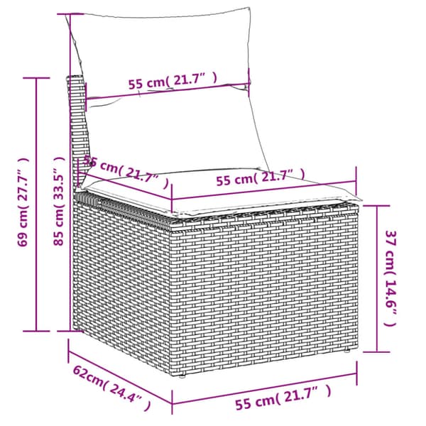 5 delar trädgårdssoffgrupp med dynor brun polyrotting