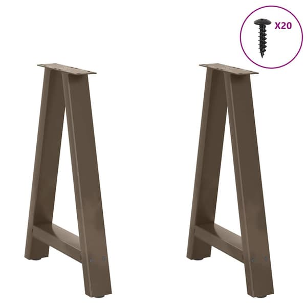 Matbordsben A-formade 2 st 50x(72-73) cm stål