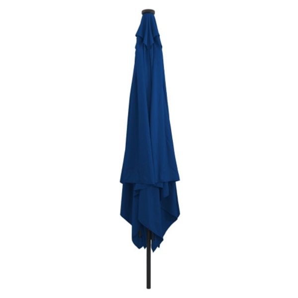 Fyrkantigt Trädgårdsparaply med LED-lampor 295x245 cm Azurblå