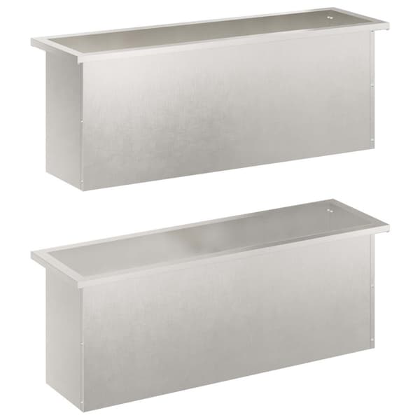 Odlingslåda med LED 2 st Silver 30 x 100 x 30 cm Rostfritt stål