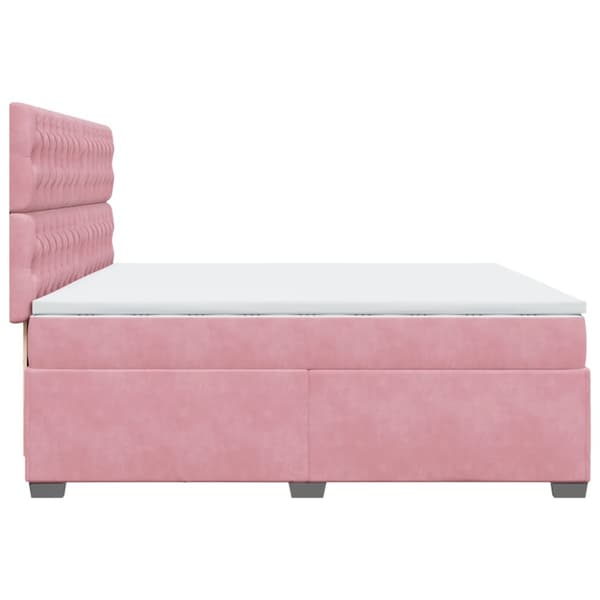 Ramsäng med madrass rosa 200x200 cm sammet