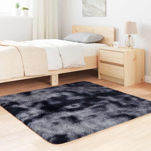 Ryamatta med lång lugg NAVARRA mörkgrå 120x120 cm polyester