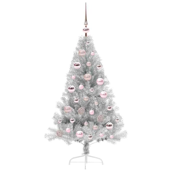 Konstgjord Förbelyst Julgran Silver 120 cm PET
