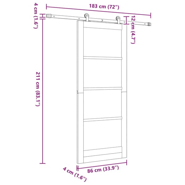 Skjutdörr 86 x 211 cm Konstruerat trä Vit