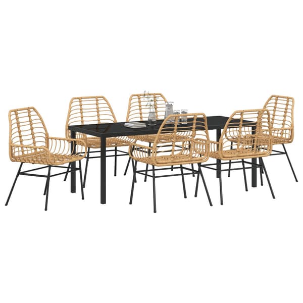 Trädgårdsmöbelset 7 pcs Brun konstrotting