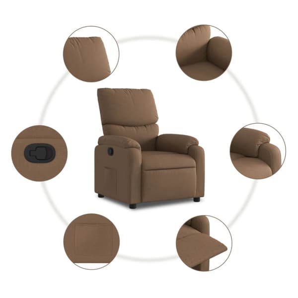 Reclinerfåtölj brun tyg