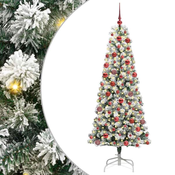 Plast Hingad Julgran 300 LED-lampor Grön och Vit 180 cm