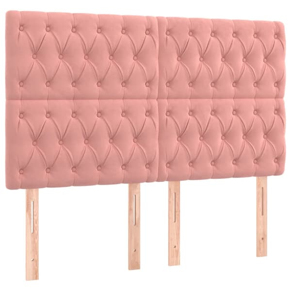 Ramsäng med madrass rosa 160x200 cm sammet