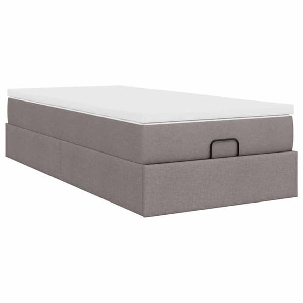Ottoman sängram med madrass taupe 80x200 cm tyg