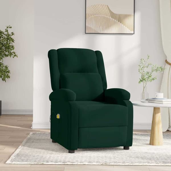 Massagefåtölj mörkgrön sammet