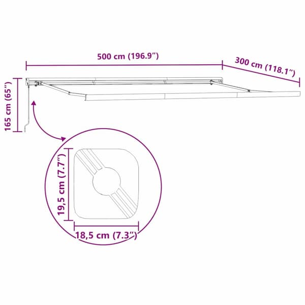 Markisram Antracit 500 × 300 cm Aluminium