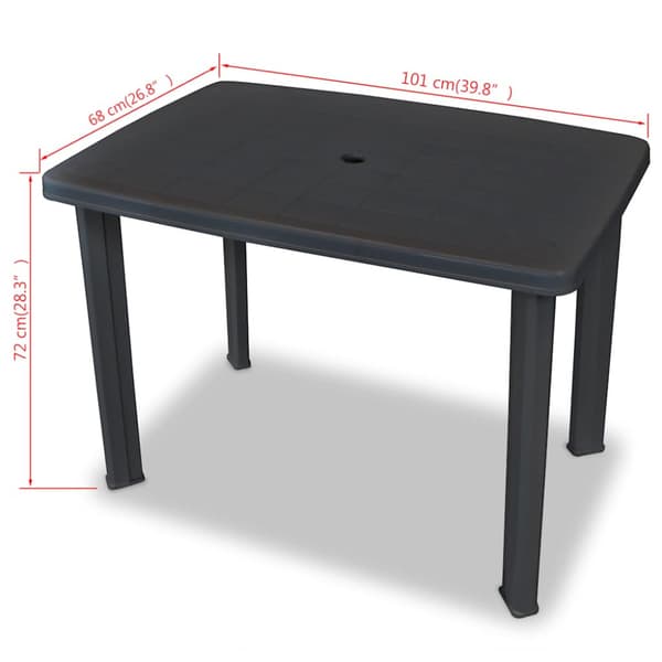 Trädgårdsbord antracit 101x68x72 cm plast