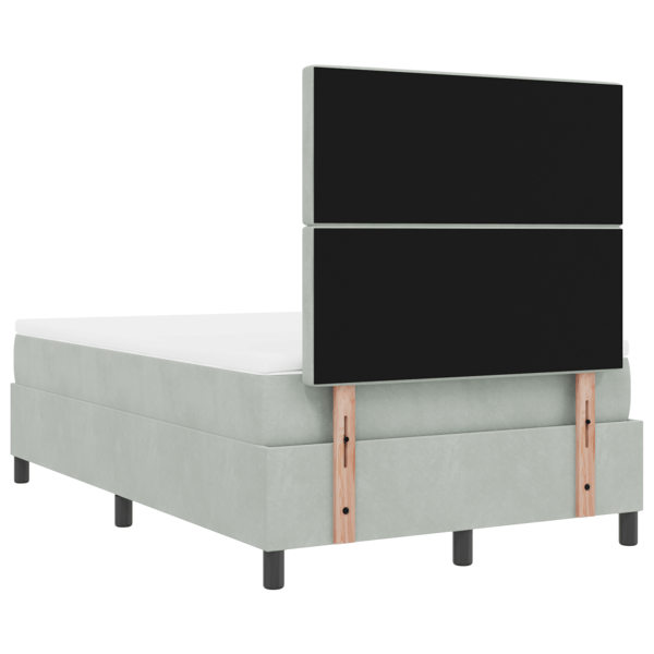 LED Box Säng med madrass Ljusgrå 120 x 190 cm Sammet
