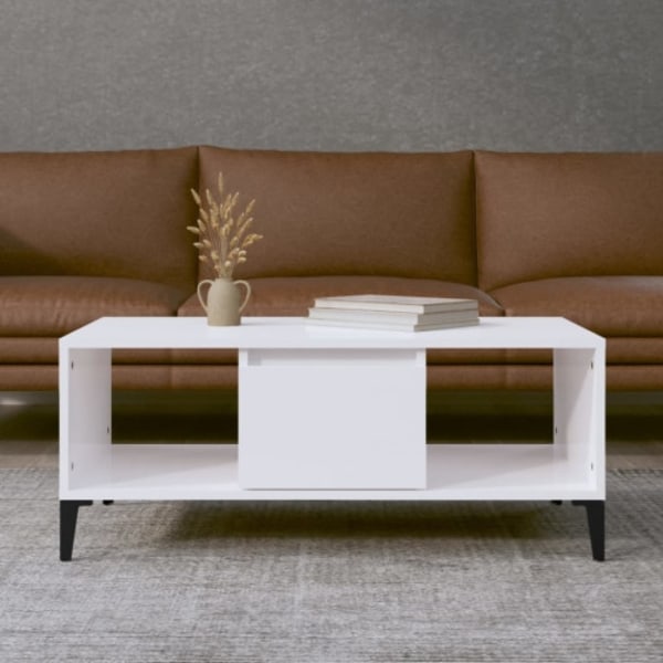 Soffbord vit högglans 90x50x36,5 cm konstruerat trä