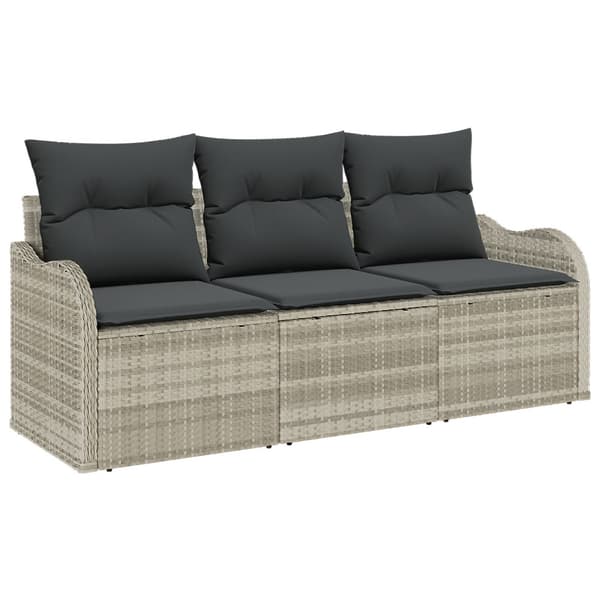 Trädgårdsoffset med lagring 3 pcs Ljusgrå Poly rattan