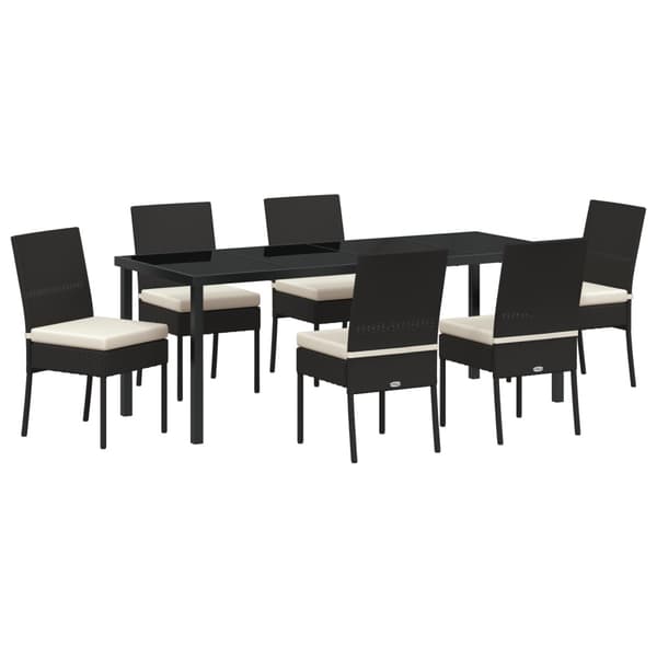 Trädgårdsmöbelset 7 pcs Svart Pulverlackerat stål