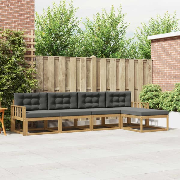 Utomhussoffset med kudde 4 pcs Vit och antracit Polyester