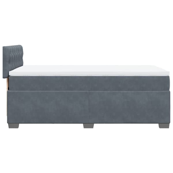 Ramsäng med madrass mörkgrå 90x190 cm sammet